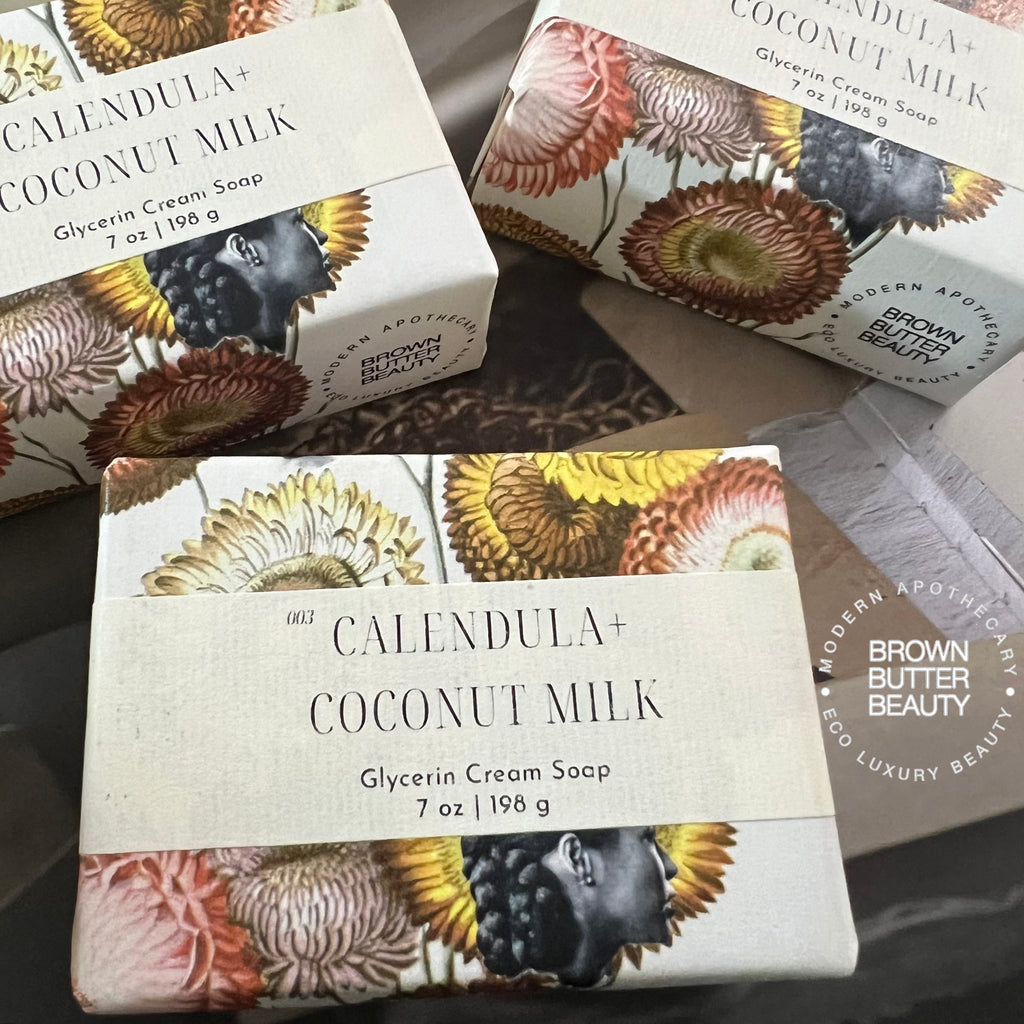 Calendula Glycerin Soap Wrapped in fun paper with vintage black woman