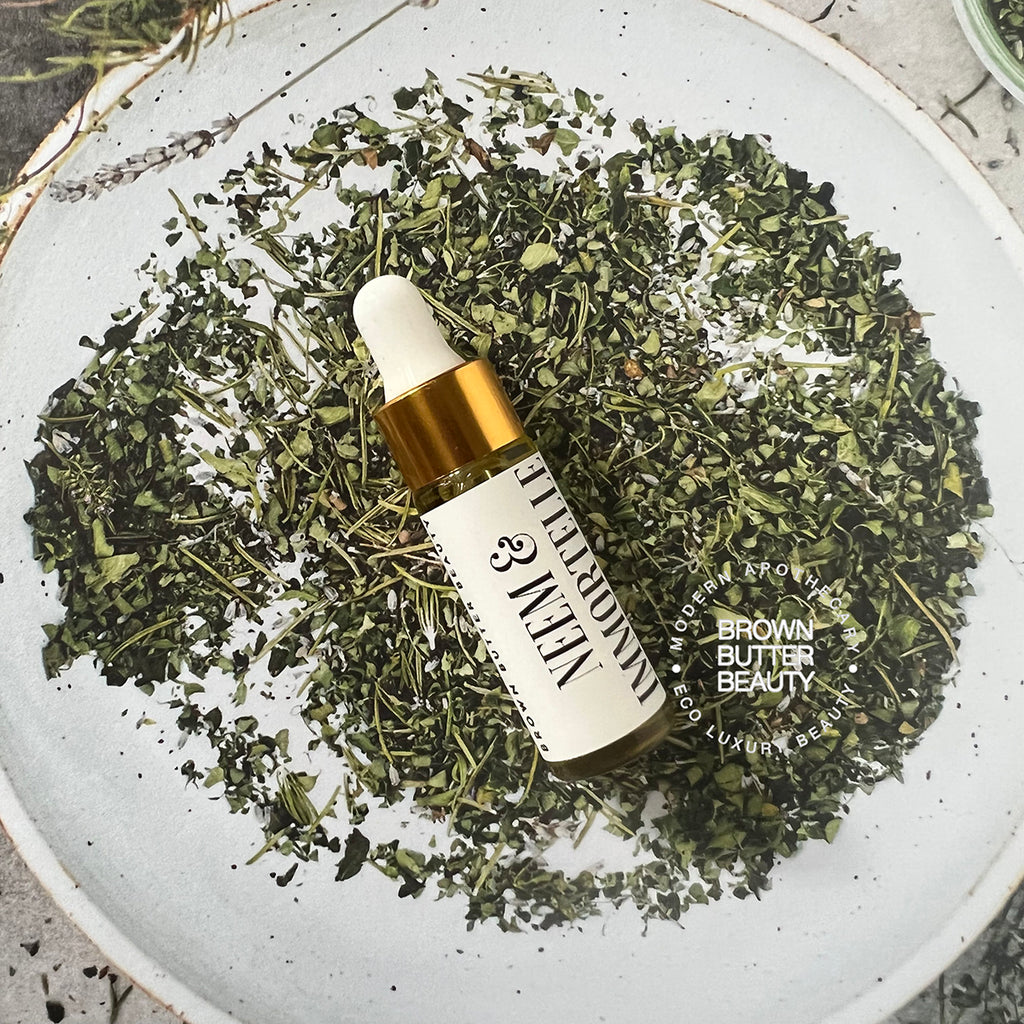 neem and  helichrysum oil serum for face travel size